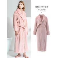 女豆沙粉MUTTO浴袍 M 睡袍女冬季珊瑚绒浴袍情侣加绒加厚加长款法兰绒睡衣男士秋冬天春