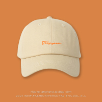 草书大V-卡其色 可调节 日系复古简约字母刺绣棒球帽子女韩版百搭夏季防晒软顶鸭舌帽男潮