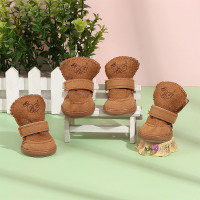 雪地靴(加绒)-咖啡色 1号(1-2斤) 狗狗凉鞋泰迪透气网格鞋宠物猫咪脚套比熊春夏季遛狗鞋小型犬鞋子