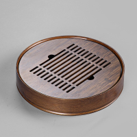 花好月圆茶盘小号 茶盘家用简易小茶海储水式竹制茶座圆形大茶托茶台干泡台茶具托盘