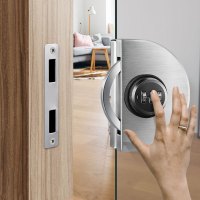 密码款单边玻璃(单面) 密码玻璃门锁双门单门免开孔玻璃锁地锁推拉双开门锁具插销无框锁