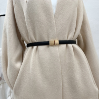 黑色 93cm 时髦百搭十字纹腰带女配裙子外套气质金属扣哑光小皮带细毛衣收腰