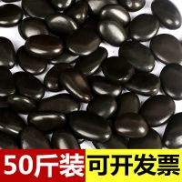 50斤装抛光黑色鹅卵石雨花石庭院铺路地鱼缸水景造景黑石园林装饰