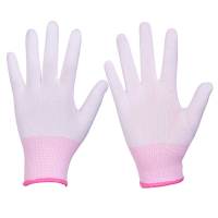12双白色尼龙手套[粉色边] S 36双夏季超薄款尼龙线透气工作手套劳保弹力性开车防晒男女礼仪用