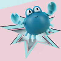 游水小螃蟹深蓝色 宝贝趣儿童洗澡玩具宝宝戏水小螃蟹发条扭动小鲸鱼玩水游泳1个