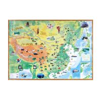 少儿版地图[中国]1张 纸质正面覆膜 尺寸约106*76cm 儿童房中国和世界地图高清少儿专用超大墙贴装饰画小学生知识地