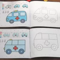 随机2本 幼儿童汽车涂鸦3-6岁小车迷简笔画交通工具涂色书画画填色本绘画