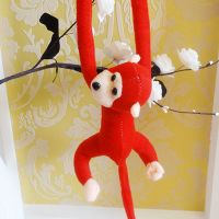 红色 60cm 不会叫 [拉直全长] 会叫的七彩长臂猴电动车防撞趴猴公仔窗帘绑带毛绒玩具猴抛洒娃娃