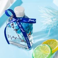 蓝色精灵-扁瓶-单瓶 浮游花毕业礼物永生花玻璃瓶干花发光植物标本摆件情人节生日礼物