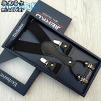 纯黑色 2021特卖 用休闲裤背带男士四夹吊带商务西裤背带裤带老人胖人成