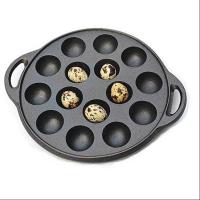 小圆底章鱼双耳15孔送手套钢叉油 铸铁模具章鱼家用烤盘燃气电磁炉不粘锅鹌鹑蛋小丸子章鱼烧平底锅