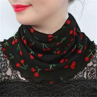 新款樱桃 围脖女套头小丝巾春秋百搭护颈椎假领子女广场舞套脖脖套装饰围巾