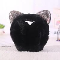 [可爱猫耳朵 亮金]耳罩 黑色 冬天耳包女生冬季可爱耳罩护耳耳捂子耳套保暖可折叠猫耳