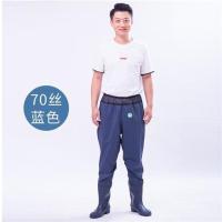 70丝齐腰下水裤（蓝色） 38 防水雨裤加厚连体雨鞋皮叉半身渔裤耐磨齐腰下水裤捕鱼钓鱼衣服男