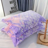 紫色郁金香 48X74cm毛绒枕套【一只装】 枕头套珊瑚绒水晶绒48x74cm单人学生宿舍冬季加绒毛绒法兰绒枕套