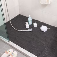 黑色 (25*25CM)4片装 拼接浴室垫防滑垫卫浴隔水垫冲凉垫子卫生间厨房阳台防滑垫可裁