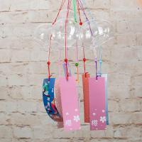 无花透明款(吊牌绳子颜色随机不指定) 玻璃樱花风铃铃铛创意卧室挂件冥想夏日和风挂饰门饰女生日本日式
