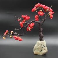 静+横枝红梅 沙弥小和尚佛像摆件家居装饰工艺品客厅玄关办公室中式禅意摆设品