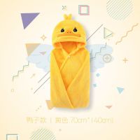 黄色鸭子 70*140 儿童连帽浴巾比吸水卡通小黄鸭斗篷浴巾连帽浴袍速干抱被披风