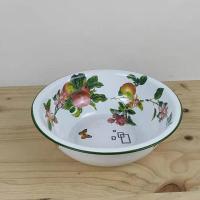 口径30CM桃李盆（绿边） 加厚搪瓷盆家用厨房瓷碗怀旧老式瓷盆搪瓷碗珐琅汤盆和面盆