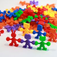 一斤装 80颗左右 3-6周岁动物手牵手桌面拼插塑料积木儿童幼儿园早教益智拼装玩具