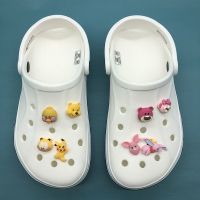 黄色粉色组合装8个 洞洞鞋鞋花洞鞋配饰diy装饰鞋上可拆卸可爱卡通3D立体凉鞋扣配件