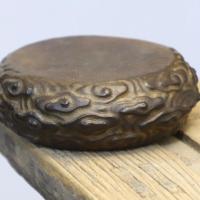 祥云石鼓15厘米 石刷子 山西青石手工雕刻老石头雕刻复古陈设茶垫古董老石雕旧石器仿古