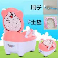 叮当猫座便器粉色垫子+刷子 婴儿宝宝拉粑粑坐便器宝桶女孩男童儿童便便车坐便器训练马桶