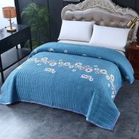 花团锦簇 100*200cm单件床盖 水晶绒有线绗缝加厚夹棉双面床单防滑防皱单双人毛毯睡垫盖毯软垫