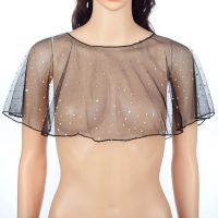 U01黑色 镂空蕾丝小披肩夏季百搭短款坎肩薄外套无袖外搭配裙子罩衫女广场