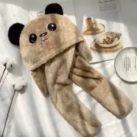 款式1-咖色 小码 儿童帽子女秋冬季帽子围脖手套三件一体潮可爱加厚保暖宝宝护耳帽