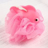 粉色小金鱼（送挂钩1个） 儿童卡通沐浴球可爱浴花宝宝洗澡起泡网小黄鸭甲壳虫孩子泡澡球