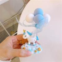 告白气球迷你摆件*蓝木马独角兽 ins风少女心独角兽房间装饰小摆件告白气球创意汽车摆件居家饰品