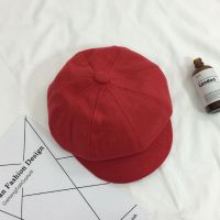 呢八角-大红 均码（54-58cm） 帽子女韩版八角帽毛呢贝雷帽秋冬潮休闲百搭帽日系复古鸭舌帽