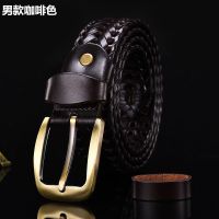男款黑色 100cm 皮带男 编织皮带 手工腰带韩版百搭简约潮人 休闲男女情侣款皮带