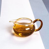 300ml黄把苹果公杯 公道杯玻璃分茶器彩把茶海功夫茶具杯子匀杯分茶茶杯耐热加厚茶道