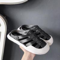 黑 色 36 洞洞鞋女包头防滑软底夏外穿平底沙滩凉拖女护士两穿孕妇时尚凉鞋