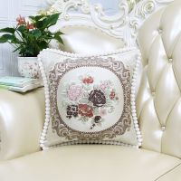 国色天香-粉花 40X40正方形 单外套 厂家直销欧式沙发抱枕靠垫套客厅靠枕床头腰靠抱枕大号靠背长方形