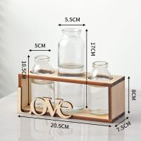 复古LOVE+3个玻璃瓶【不含植物】 无灯线 创意绿萝水培植物玻璃花瓶插花器办公室桌面装饰水养植物容器摆件