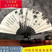 黑竹雕刻柄-上善若水 $扇子古风男女武术练功扇黑竹骨扇中国风男生霸气折扇黑竹骨.