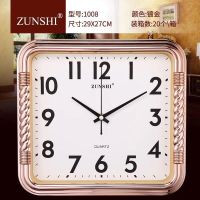 28*29cm方形镀金【金】 德利时电子挂钟客厅万年历现代简约大气时钟静音石英钟表挂表家用