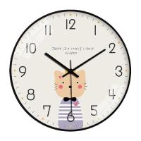 8英寸（直径20CM）316黑色 超静音儿童房挂钟卧室卡通可爱简约免打孔墙上小挂表时钟钟表客厅