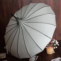 米白色 -16骨长柄伞 复古宫廷伞拍照摄影艺术伞长柄加大英伦女睛雨两用创意公主太阳伞