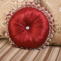 仿人丝喜庆红 圆直径 45cm 靠枕抱枕欧式圆枕抱枕水晶扣南瓜枕沙发靠垫多色欧式靠包圆枕好看