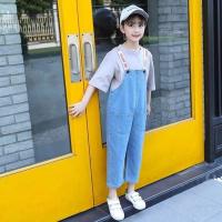 浅色背带裤 110码建议身高110cm 女大童牛仔套装春秋款背带裤小孩中儿男薄绒胖婴子夏宝十岁七