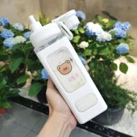 700ML白色+随机贴纸 ins女团风大容量塑料杯子可爱高颜值户外带吸管水杯女夏季学生
