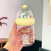 泡泡龙景观塑料杯-浅黄 450ml 杯子 学生防摔塑料杯少女心透明杯子女可爱超萌微景观创意水杯小巧便携