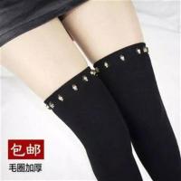 无铆钉款 毛圈款 春秋冬季毛圈加厚保暖过膝袜套铆钉个性护腿套九分靴套脚套超实用