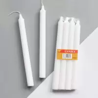 蜡烛一盒4根(高20厘米) 欧式经典长杆蜡烛象牙白色烛光晚餐无烟无味杆蜡浪漫婚庆香薰蜡烛