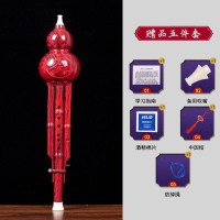 红色c调葫芦丝+赠品+竖笛 七孔耐摔葫芦丝乐器初学降b调成人葫芦丝c调儿童学生入门小孩自学